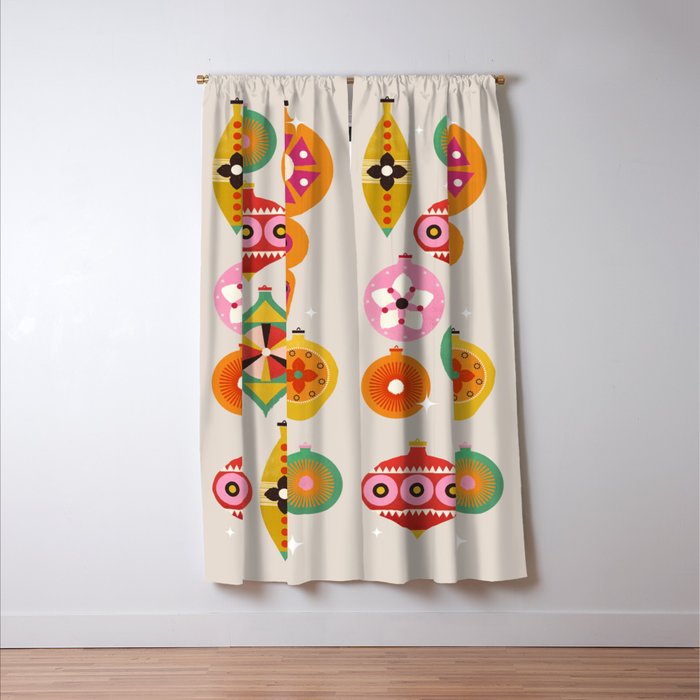 Christmas Tree Retro Ornaments Window Curtain Gallery Image 3