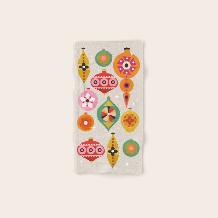 Christmas Tree Retro Ornaments Bath Towel Gallery Image 1