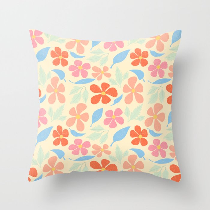 Tropical Vintage Flowers Throw Pillow Gallery Image 1
