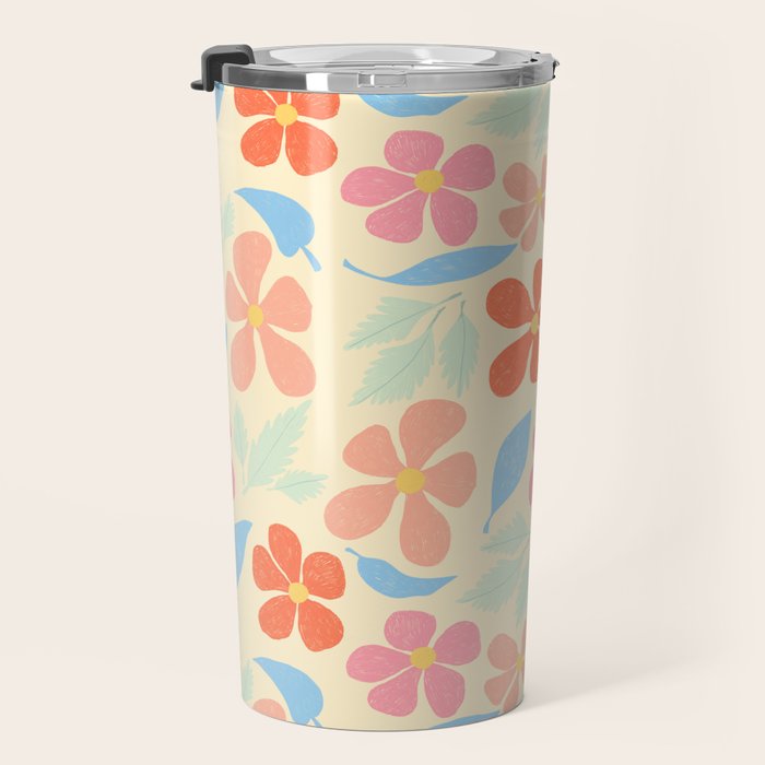 Tropical Vintage Flowers Travel Mug Gallery Image 3
