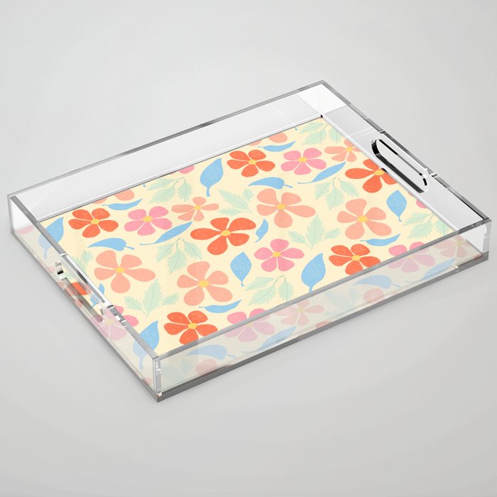 Tropical Vintage Flowers Acrylic Tray Gallery Image 1