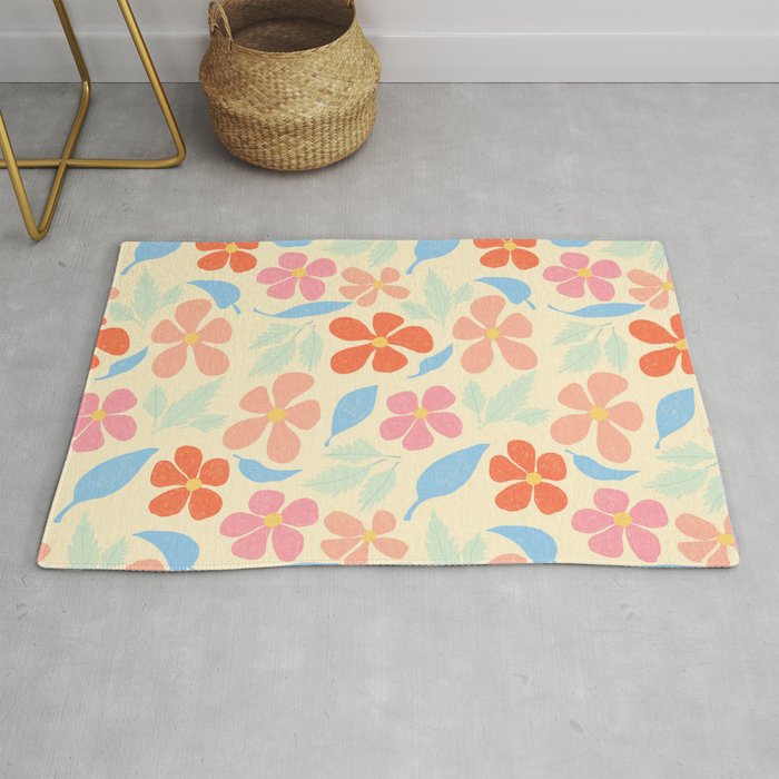 Tropical Vintage Flowers Rug Gallery Image 1