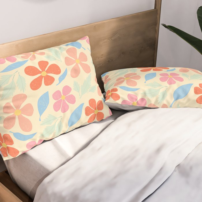 Tropical Vintage Flowers Pillow Sham Gallery Image 2