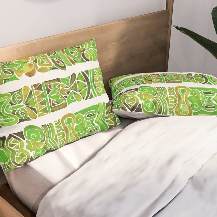 Tiki Totems - Green Pillow Sham Gallery Image 2