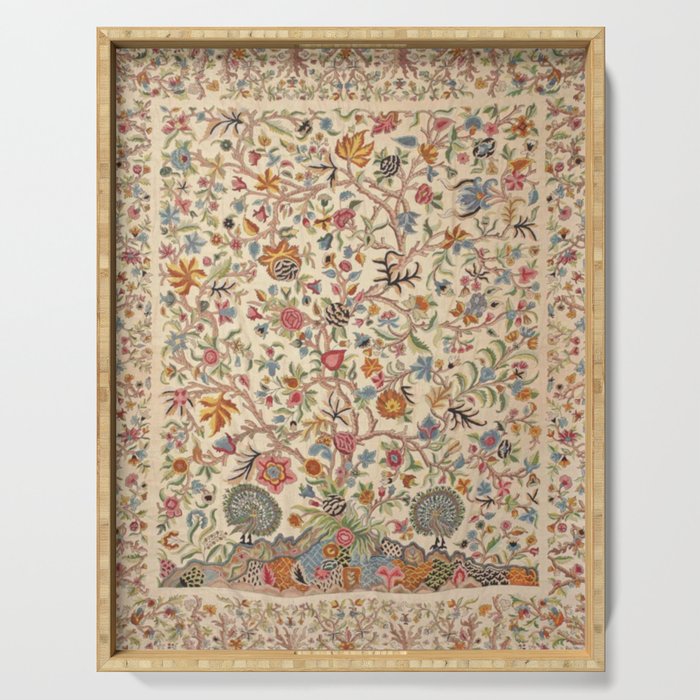 Ornate Kashmir Crewelwork Indian Palampore  Serving Tray Gallery Image 1