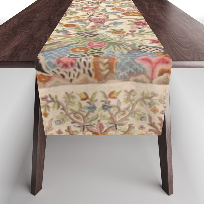 Ornate Kashmir Crewelwork Indian Palampore  Table Runner Gallery Image 1