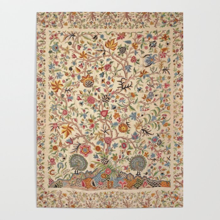 Ornate Kashmir Crewelwork Indian Palampore  Poster Gallery Image 4