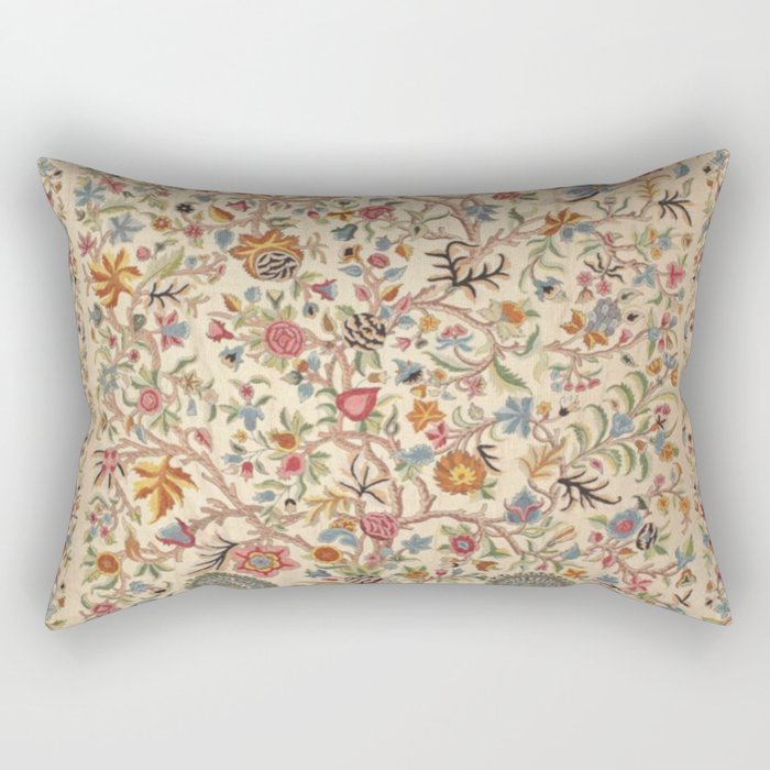 Ornate Kashmir Crewelwork Indian Palampore  Rectangular Pillow Gallery Image 1
