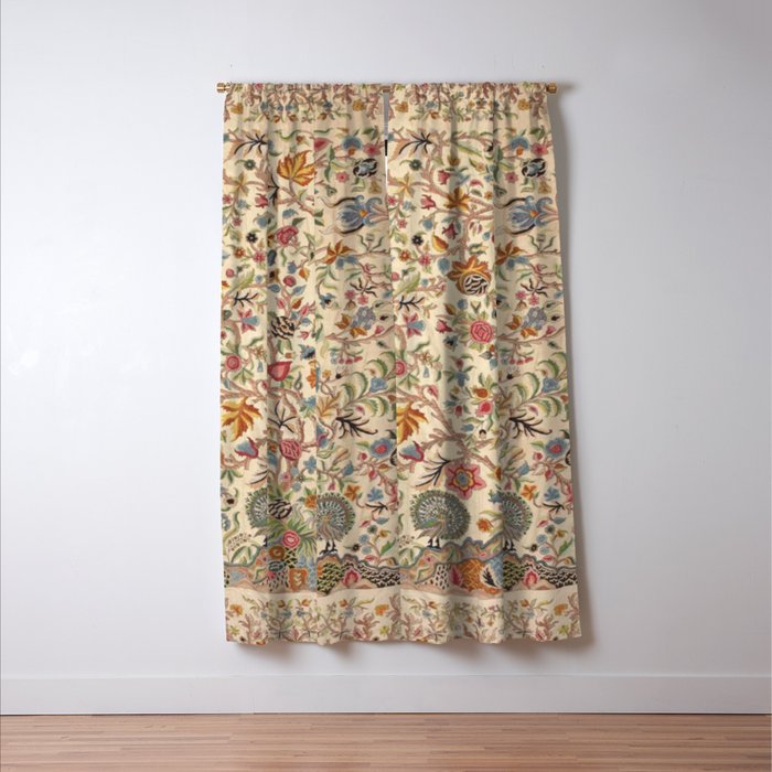 Ornate Kashmir Crewelwork Indian Palampore  Window Curtain Gallery Image 3