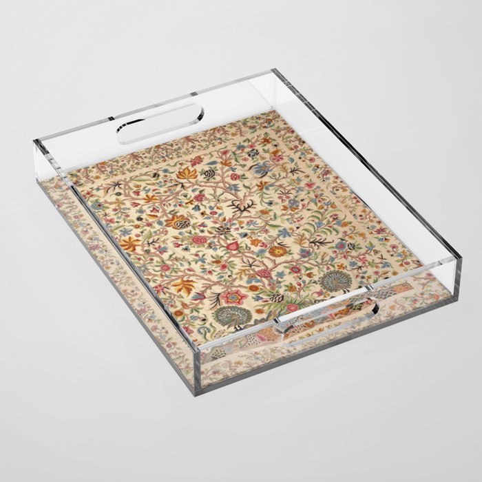Ornate Kashmir Crewelwork Indian Palampore  Acrylic Tray Gallery Image 1