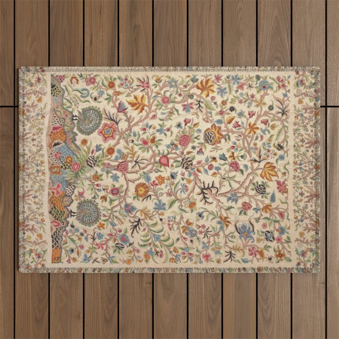 Ornate Kashmir Crewelwork Indian Palampore  Outdoor Rug Gallery Image 1