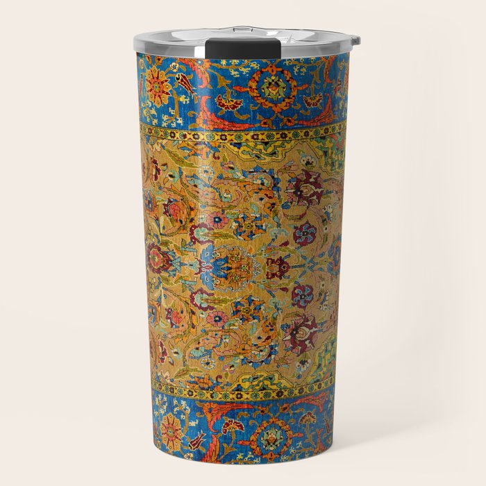 Hereke Vintage Persian Silk Rug Print Travel Mug Gallery Image 1