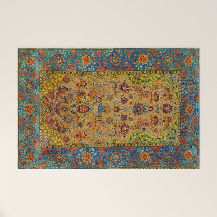 Hereke Vintage Persian Silk Rug Print Welcome Mat Gallery Image 1