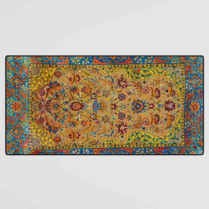Hereke Vintage Persian Silk Rug Print Desk Mat Gallery Image 3