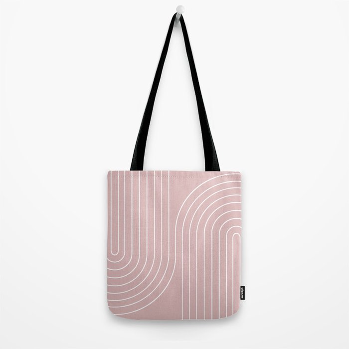 Minimal Line Curvature LXX Blush Pink Mid Century Modern Arch Abstract Tote Bag Gallery Image 2