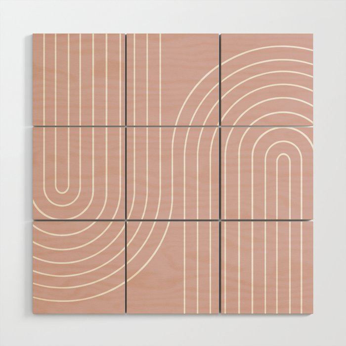 Minimal Line Curvature LXX Blush Pink Mid Century Modern Arch Abstract Wood Wall Art Gallery Image 1