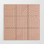 Minimal Line Curvature LXX Blush Pink Mid Century Modern Arch Abstract Wood Wall Art Gallery Image 1
