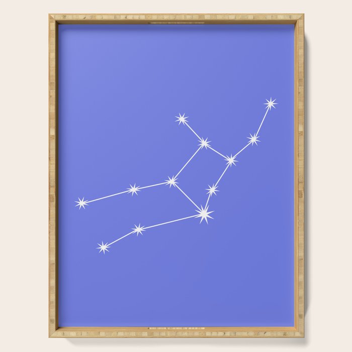 Virgo Zodiac Star Constellation Line Art Periwinkle Purple Serving Tray Gallery Image 1