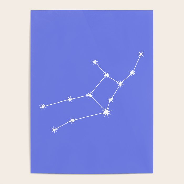 Virgo Zodiac Star Constellation Line Art Periwinkle Purple Poster Gallery Image 4