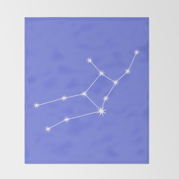 Virgo Zodiac Star Constellation Line Art Periwinkle Purple Throw Blanket Gallery Image 2