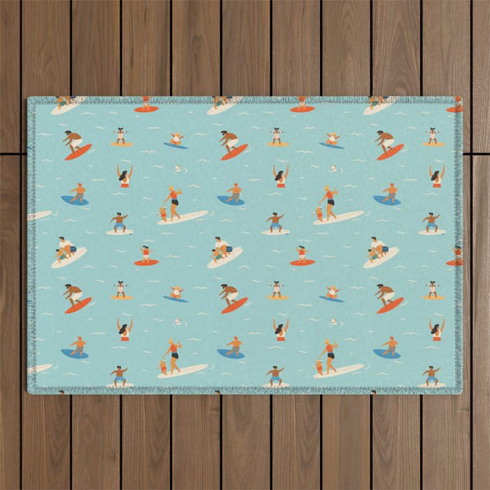 Surfing kids Outdoor Rug Gallery Image 1