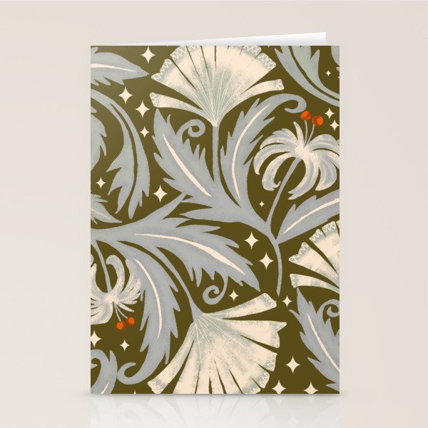 Vintage Botanica Olive Bronze - Heritage Revival Floral  Stationery Card Gallery Image 2