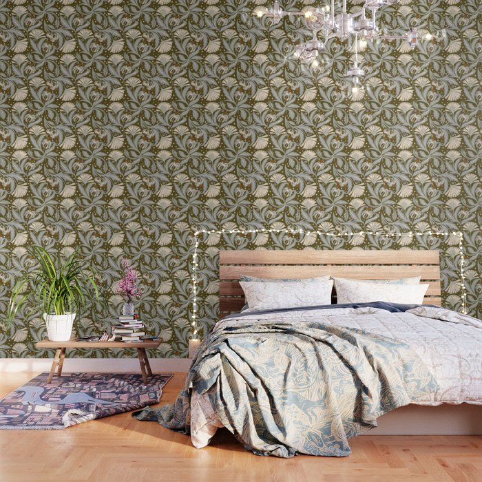 Vintage Botanica Olive Bronze - Heritage Revival Floral  Wallpaper Gallery Image 3