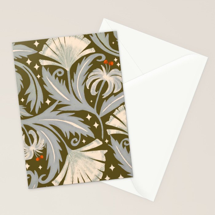 Vintage Botanica Olive Bronze - Heritage Revival Floral  Stationery Card Gallery Image 2