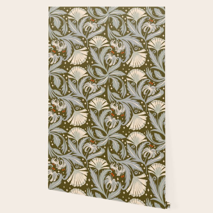 Vintage Botanica Olive Bronze - Heritage Revival Floral  Wallpaper Gallery Image 2