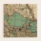 Vintage Map of Lake Pontchartrain (1887) Wood Wall Art Gallery Image 1