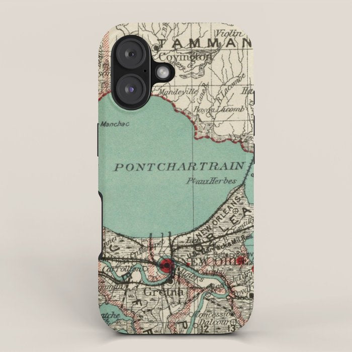 Vintage Map of Lake Pontchartrain (1887) iPhone Case Gallery Image 1