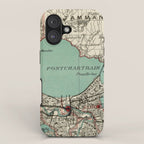Vintage Map of Lake Pontchartrain (1887) iPhone Case Gallery Image 1