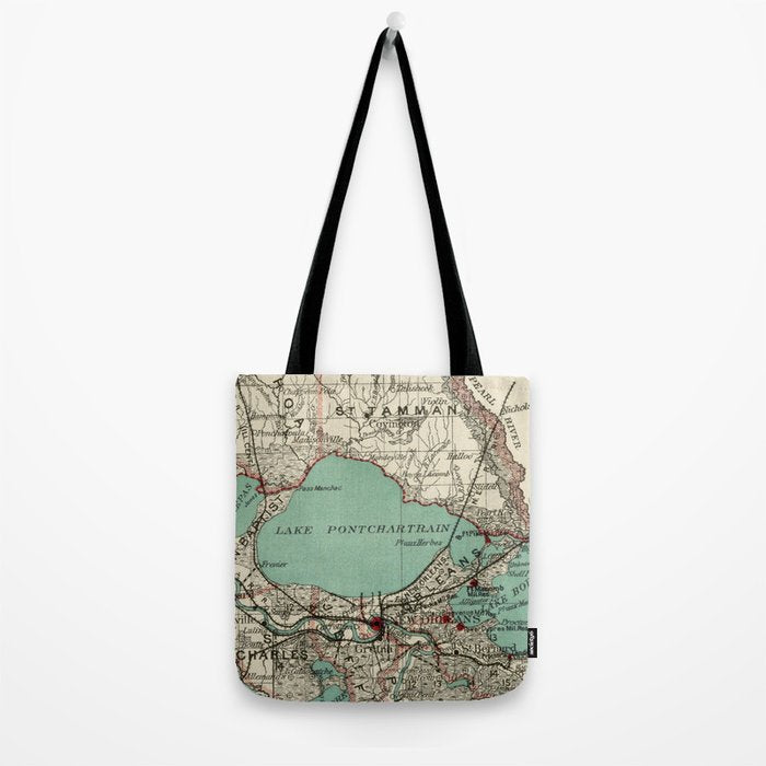 Vintage Map of Lake Pontchartrain (1887) Tote Bag Gallery Image 2