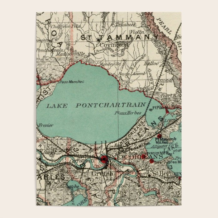 Vintage Map of Lake Pontchartrain (1887) Poster Gallery Image 4