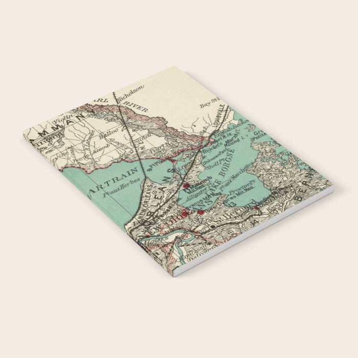 Vintage Map of Lake Pontchartrain (1887) Notebook Gallery Image 2