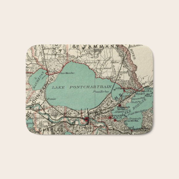 Vintage Map of Lake Pontchartrain (1887) Bath Mat Gallery Image 1