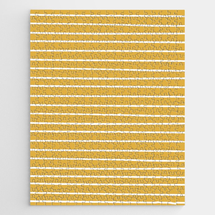 Colorful Stripes, Mustard Yellow and White, Abstract Art Jigsaw Puzzle Gallery Image 1