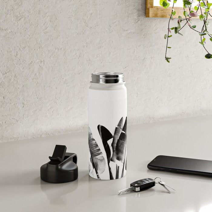 Traveler palm - bw Water Bottle Gallery Image 4