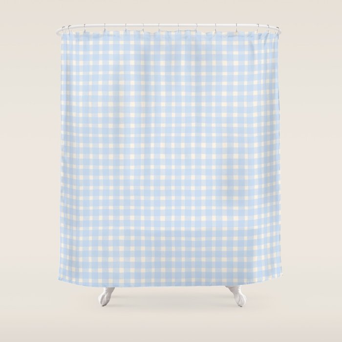 Blue White Gingham Check Shower Curtain Gallery Image 1