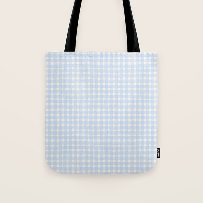 Blue White Gingham Check Tote Bag Gallery Image 1