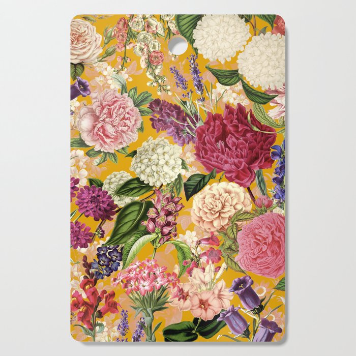 Yellow Happy Floral Pattern, Modernism Cutting Board Gallery Image 1