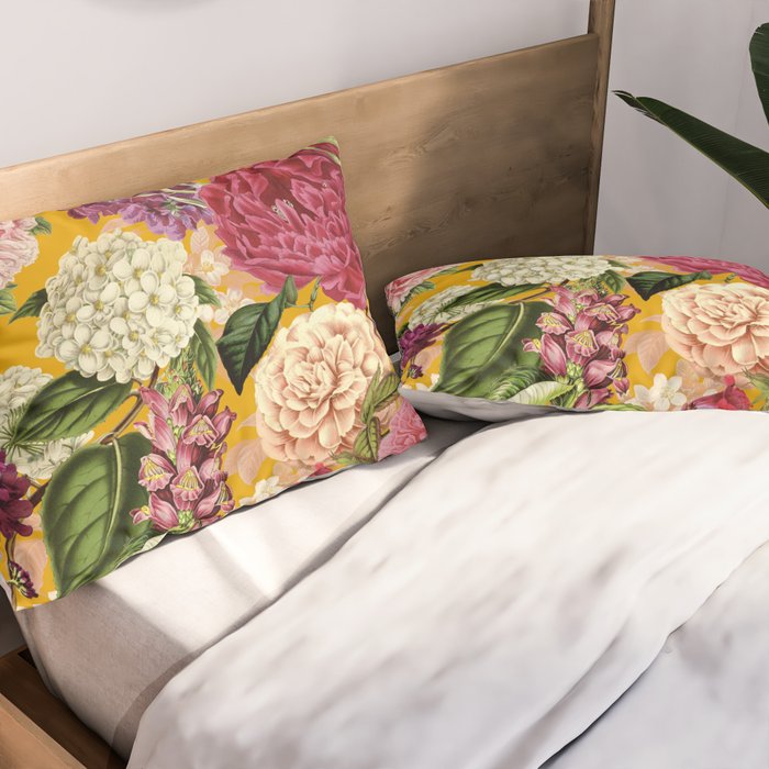 Yellow Happy Floral Pattern, Modernism Pillow Sham Gallery Image 2