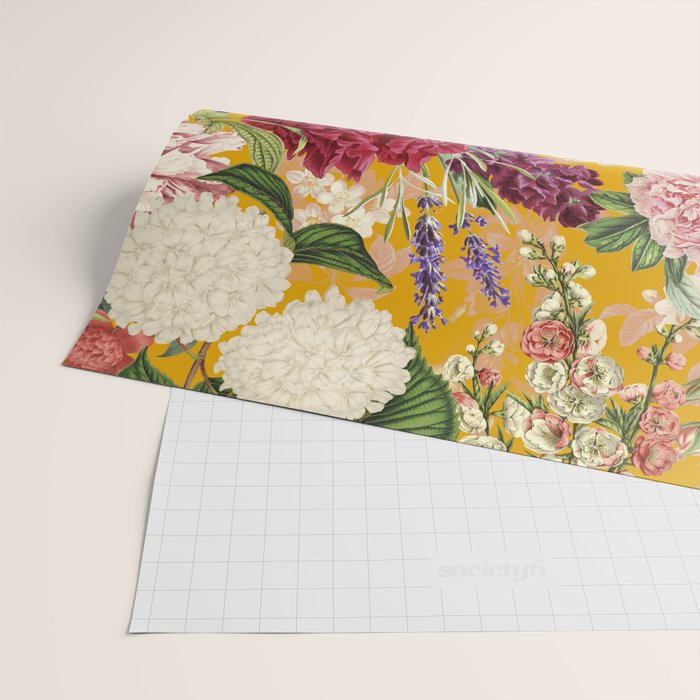 Yellow Happy Floral Pattern, Modernism Wrapping Paper Gallery Image 2