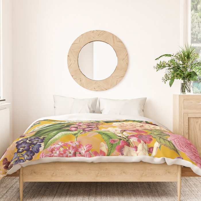 Yellow Happy Floral Pattern, Modernism Duvet Cover Gallery Image 3