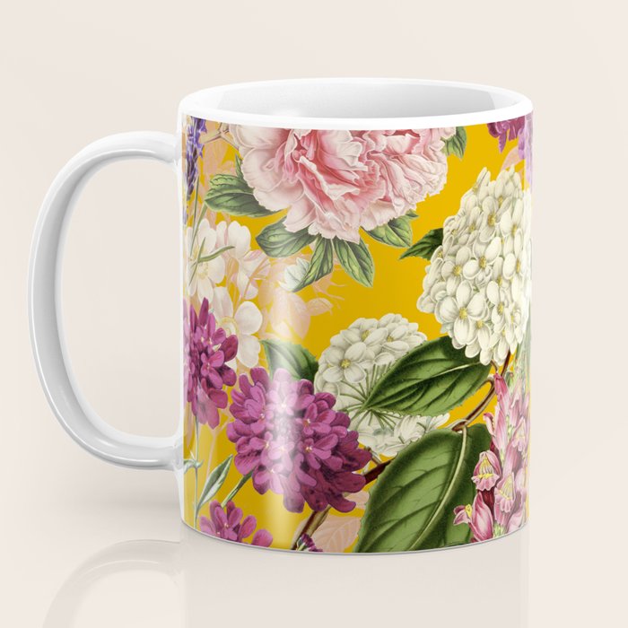 Yellow Happy Floral Pattern, Modernism Coffee Mug Gallery Image 3