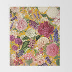 Yellow Happy Floral Pattern, Modernism Throw Blanket Gallery Image 2