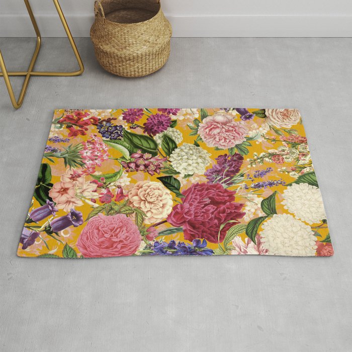 Yellow Happy Floral Pattern, Modernism Rug Gallery Image 1
