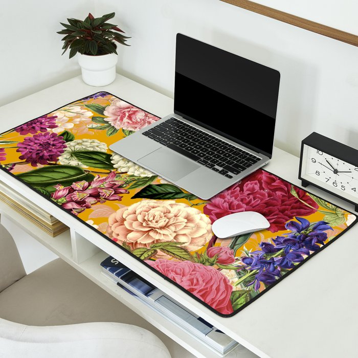 Yellow Happy Floral Pattern, Modernism Desk Mat Gallery Image 2
