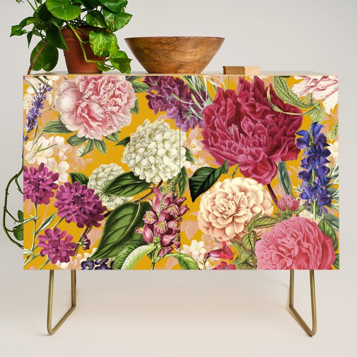 Yellow Happy Floral Pattern, Modernism Credenza Gallery Image 1