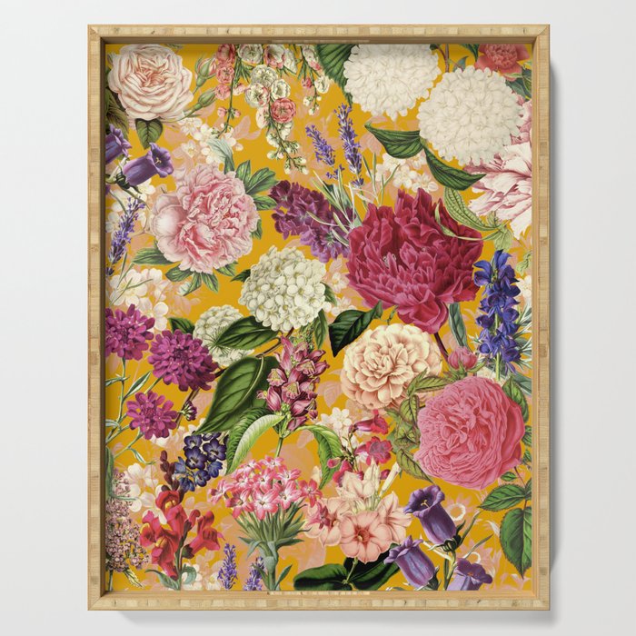Yellow Happy Floral Pattern, Modernism Serving Tray Gallery Image 1